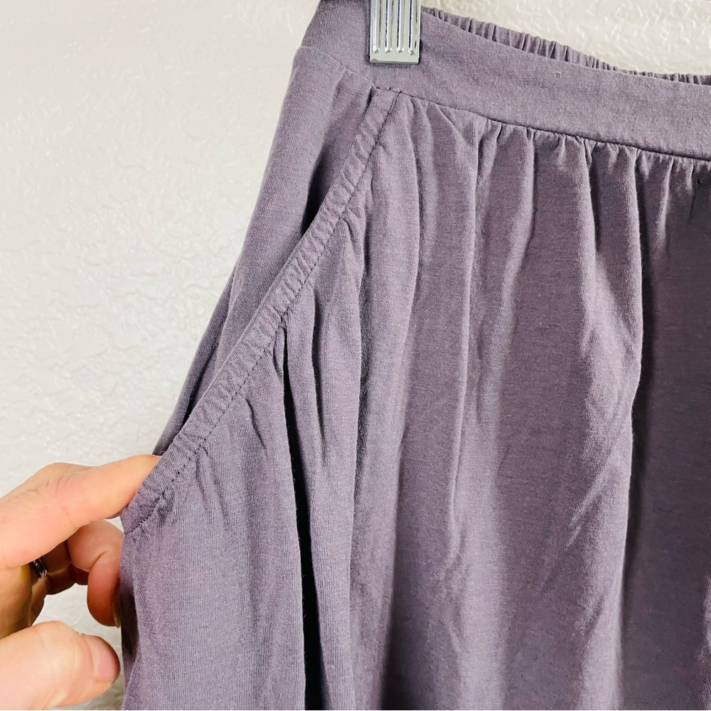 Sundance Gray Jersey Knit Elastic Waist Midi Skirt with Pockets | Size XL - Picture 3 of 4
